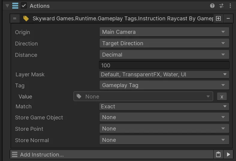 Raycast by Gameplay Tag fields for physics and tag filtering
