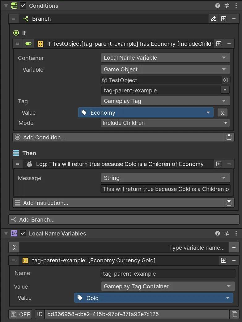 A parent query matching an owned child tag with Include Children