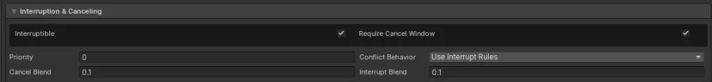 Interruption and canceling settings for a Montage
